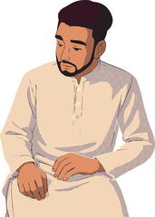 Print Man presenting cartoon character vector art 