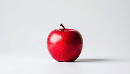 Fresh red apple on white background food photography simple setup studio environment close-up view healthy lifestyle
