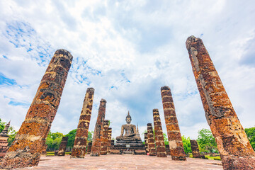 Sukhothai budha statue at Sukhothai historical park of Sukhothai province, Thailand, Asia.