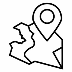 Map outline icon on white background
