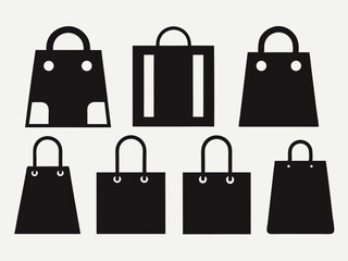 set of shopping bags silhouette set 6 pis bundle Vector icon illustration silhouette Graphics design image white background