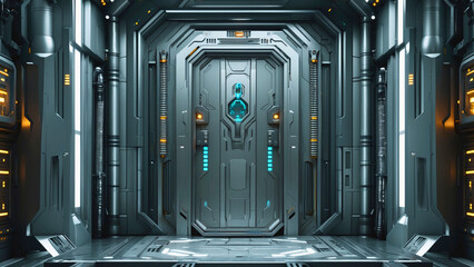Futuristic Metallic Door Sci-Fi