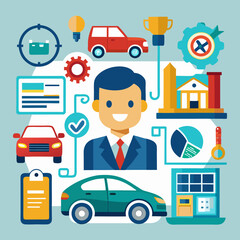 set of business icons Vector icon illustration silhouette Graphics design image white background
