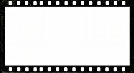 Classic film negative border with a clean white empty center versatile for photo displays, video editing placeholders, website elements, or minimalist cinematic use