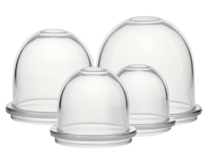 Set of clear vacuum cups for alternative therapy massage on a transparent background