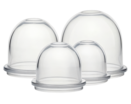 Set of clear vacuum cups for alternative therapy massage on a transparent background