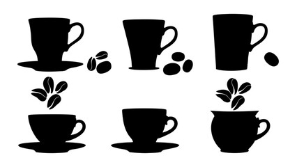 Obraz premium set of coffee silhouette vector on tranparent background
