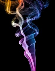 Obraz premium Abstract ripples of translucent smoke in soft and vivid colors on a bright black surface