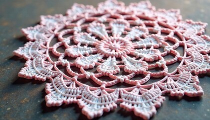 Obraz premium Intricate floral lace doily, delicate texture, patterned, repeating, mesh