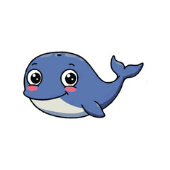 Cute Cartoon Whale Vector Illustration