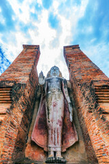 Sukhothai budha statue at Sukhothai historical park of Sukhothai province, Thailand, Asia.