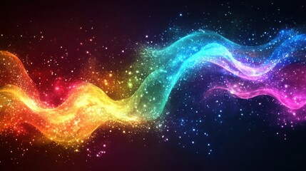 Abstract luminous wallpaper with smooth rainbow color gradations and elegant transitions for digital marketing banners.