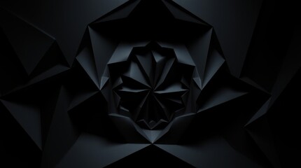 Dark, abstract polygonal art with a central, starburst-like pattern