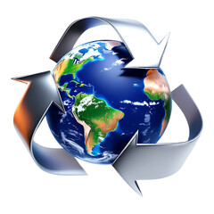 Global recycling concept.  Earth inside recycle symbol.