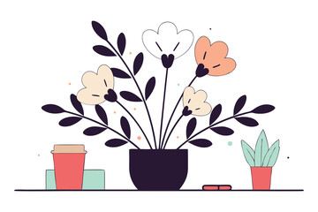 Each flower made from a tight clustered cloud of small soft dots forming a round bloom shape