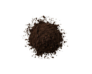 Ground coffee heap on transparent background