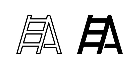 A modern vector icon set featuring ladders, suitable for construction and DIY designs.