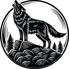 "Wolf Silhouette Vector Collection Featuring Howling, Tribal, and Wilderness Scenes for Logos, Tattoos, and Outdoor Art"