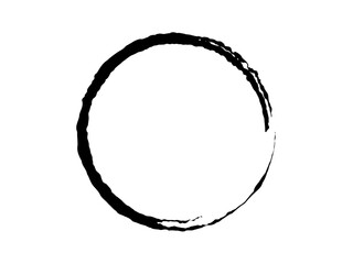 Grunge circle made of black ink. Grunge circle made of black paint. Grunge oval shape made for marking.