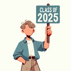 Male student holding Class of 2025 sign 