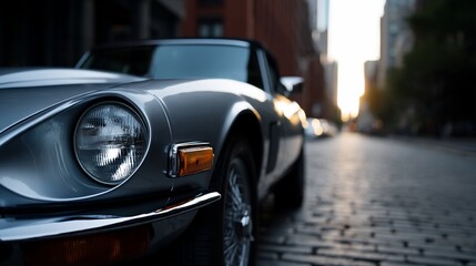 Fototapeta premium Classic car parked on city street (2)