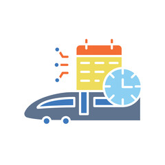 Fototapeta premium AI enhanced railway scheduling color flat icon for digital and print projects.