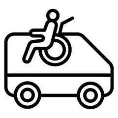 Wheelchair Accessible Van Vector Line Icon Design