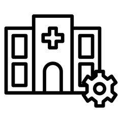 Hospital Management Software Vector Line Icon Design
