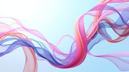 Naklejka premium Flowing pastel ribbons swirl on a light blue background