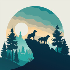 "Wolf Silhouette Vector Collection Featuring Howling, Tribal, and Wilderness Scenes for Logos, Tattoos, and Outdoor Art"