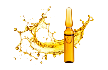 Whole and broken ampoules closeup isolated on png transparent background