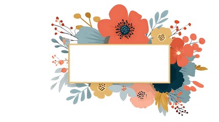 Fototapeta premium Colorful Floral Frame Design with Empty Space for Text in Elegant Style for Creative Projects