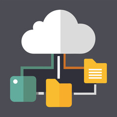 Cloud computing concept illustration design shows internet technology with cloud icon for data storage, network, and communication