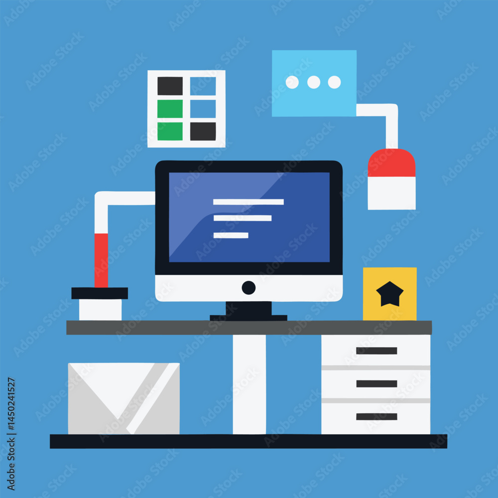 Wall mural flat vector business technology icons set for web design and mobile interface