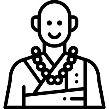 smiling monk black outline clip art preview