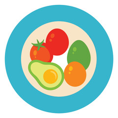 Fresh organic food design with vector illustration of healthy fruits and vegetables set