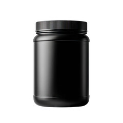 Black Plastic Supplement Jar Packaging Mockup for Protein Powder Vitamins or Pills
