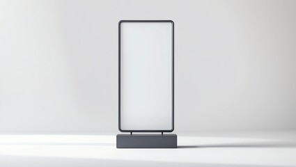 Blank white pylon banner mockup, front view, isolated, 3d rendering. Empty outdoor signage mock up. Clear street poster billboard for advertising. Display outside sign template