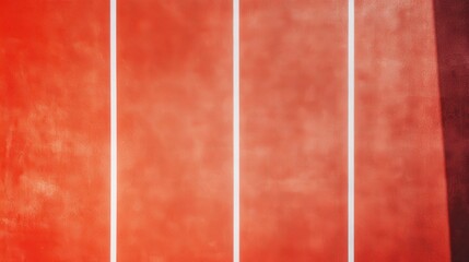 Fototapeta premium A 4K photo of colorful sports court background. Top view to red field rubber ground with white lines outdoors.