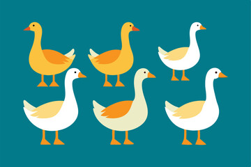 Goose vector bundle, simple different goose illustrations set