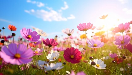 Fototapeta premium beautiful cosmos flower field