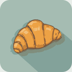 Buttery Croissant Illustration with Long Shadow