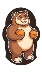 Obraz premium A cartoon bear holding two basketballs