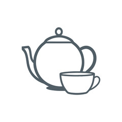 Minimalistic Simple Teapot and Cup vector Design.