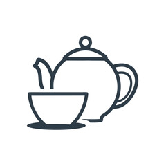 Minimalistic Simple Teapot and Cup vector Design.