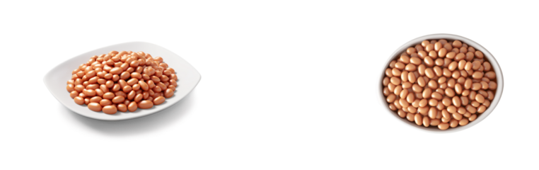 A set of baked beans, cut-out with a transparent background, showcasing the rich texture and savory appeal, perfect for food packaging or culinary-themed designs.

