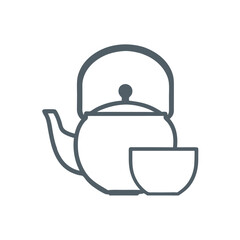 Minimalistic Simple Teapot and Cup vector Design.