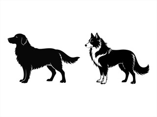 border collie sihouette black vector bundle