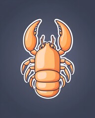 Obraz premium A stylized illustration of an orange lobster viewed from above, showcasing its claws and segmented body against a dark grey background