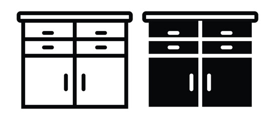 Chest of drawers icon. Dresser icon Symbol mark in Outline style